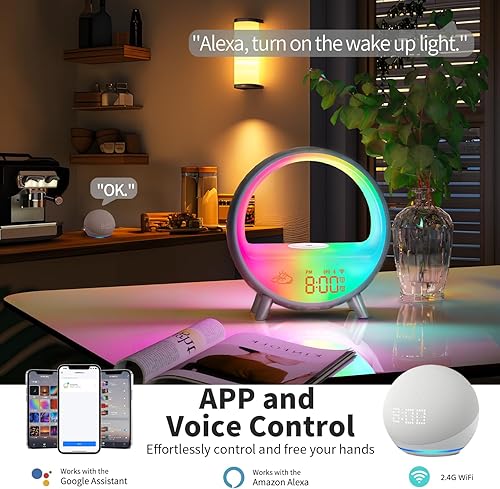 Miniatura 3 de Reloj despertador Sunrise, luz de despertador inteligente compatible con Alexa, alarma dual con radio FM, función de repetición para personas que