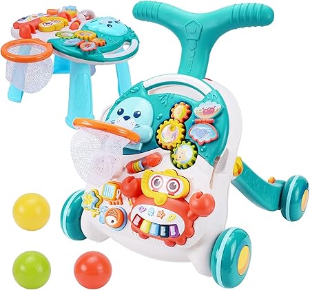 Lucario Baby Walker for Baby Boys Girls Baby Sit to Stand Learning Walkers & Activity Table Center, Early Educational Toddler Push Walker,Infant Standing Toys for 12 to 36 Months LK-04