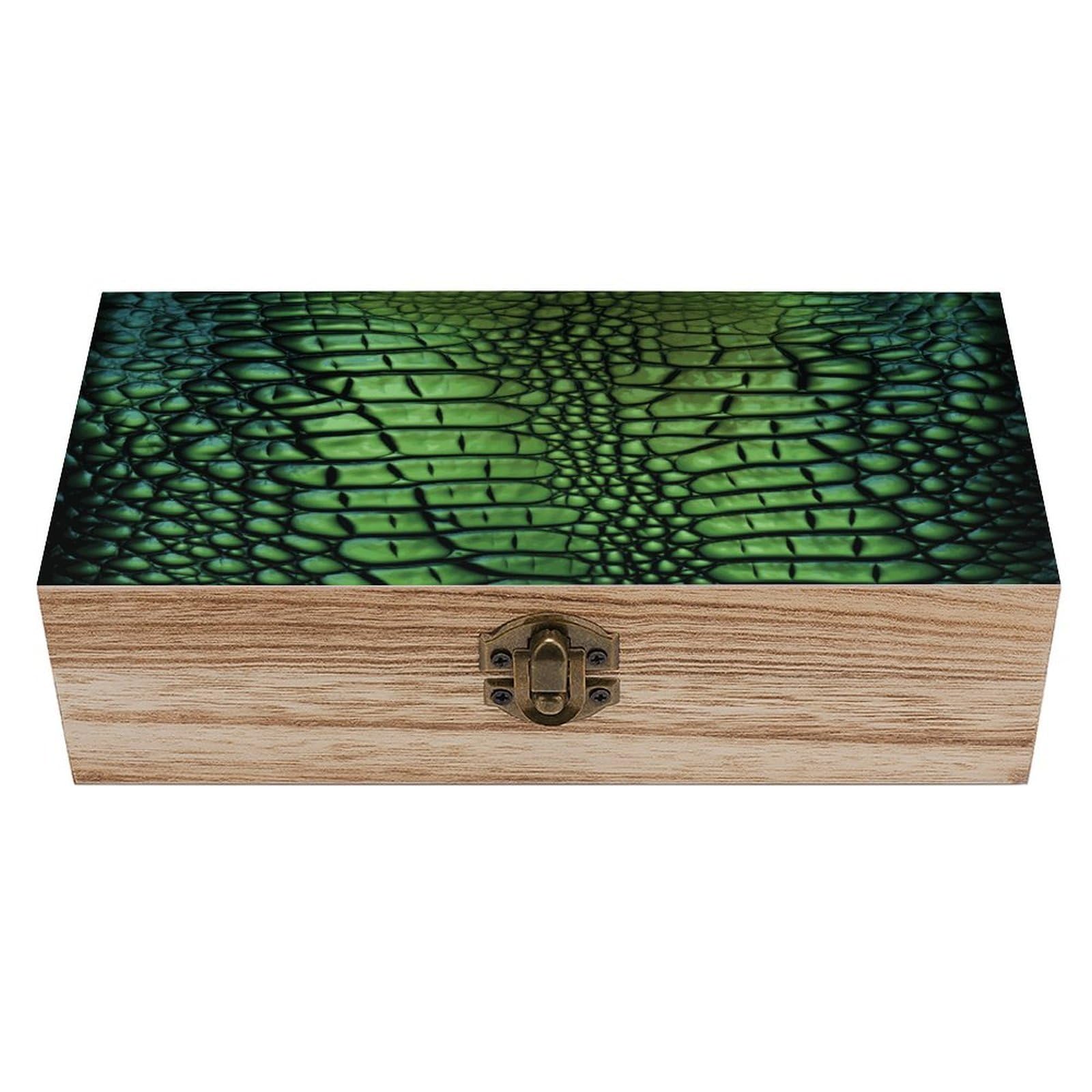JTREHY Alligator Skin Wooden Keepsake Box Vintage-Style Wood Keepsake Case with Hinged Lid Solid Wood Boxes Beautifully Memory Treasure Case Vintage-Style Wooden Storage Box