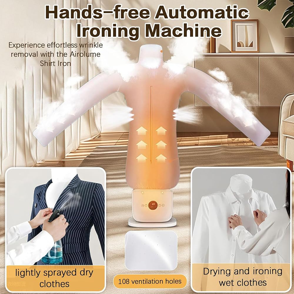 Plancha de Vapor, Plancha automática Manos Libres con Tiempo y Temperatura Ajustables, Maniquí de Planchado y Secado Automático Para Camisas, Secado sin Arrugas