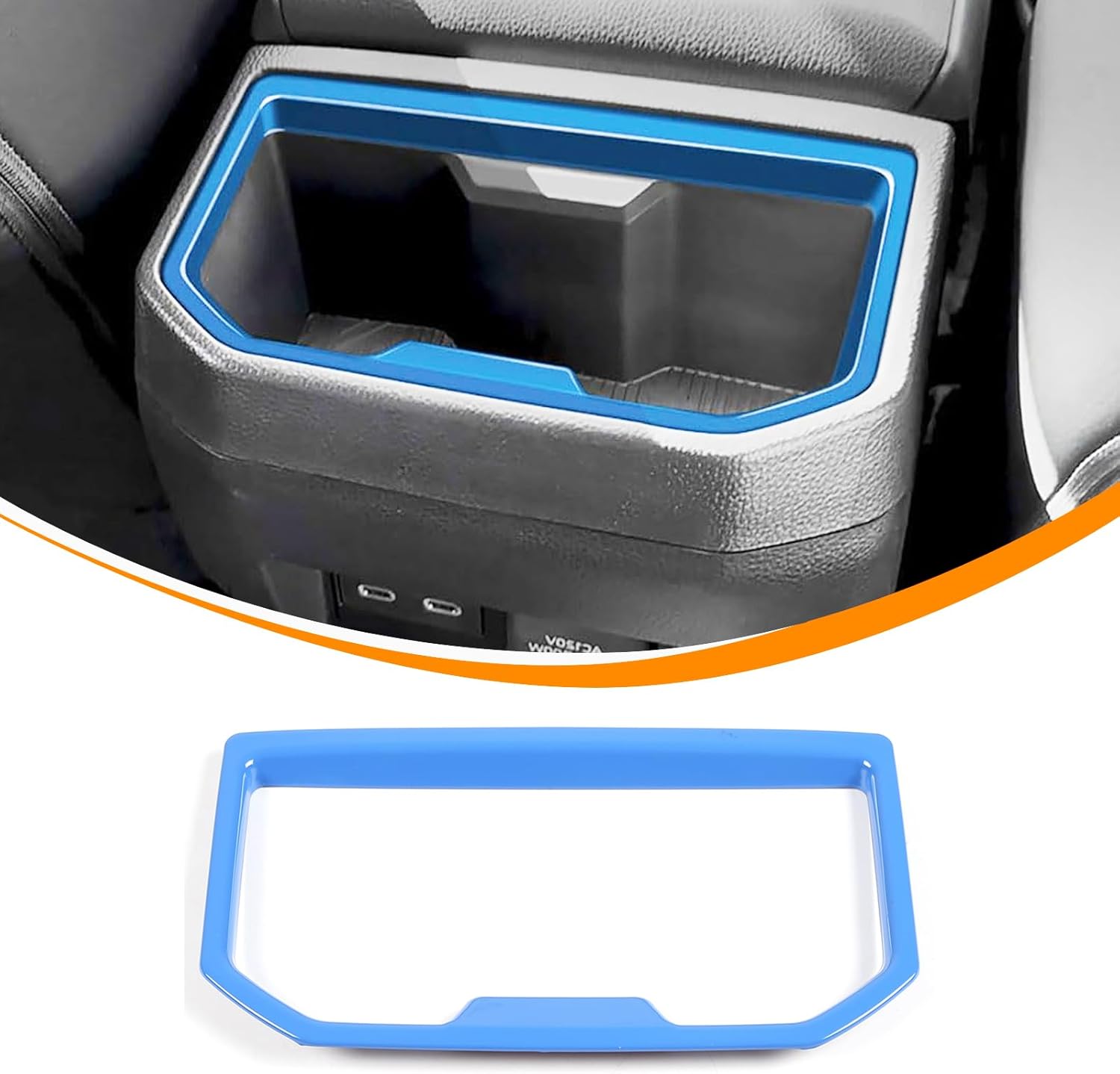 Car ABS Inner Rear Row Cup Holder Trim Panel Stickers,Compatible with Toyota Tacoma 2024+,Rear Row Cup Holder Protective Panel Stickers Accessories (Blue)