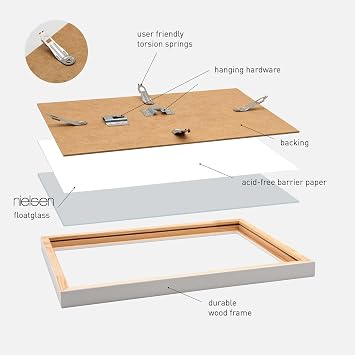 nielsen Skava Wooden Picture Frame - White 40x50cm with White Mount to fit 30x40cm photo - Float Glass and Easy Push-Turn Clips