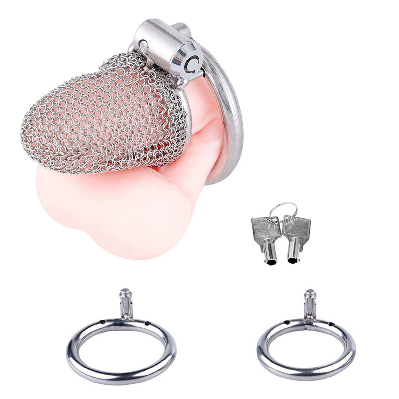 Keuschheitskäfig-Set aus Edelstahl mit drei Ringen, atmungsaktives Mesh-Metall-Peniskäfig, Keuschheitsgürtel für Männer, SM-Paare, Bondage, Peniskäfig, extreme Keuschheit, Sexspielzeug