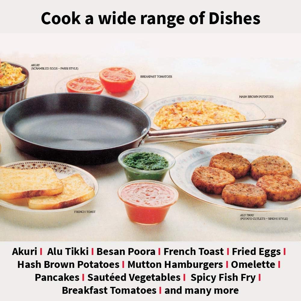Futura Indian Style Hard Anodised Frying Pan with Stainless Steel Lid, 12-Inch