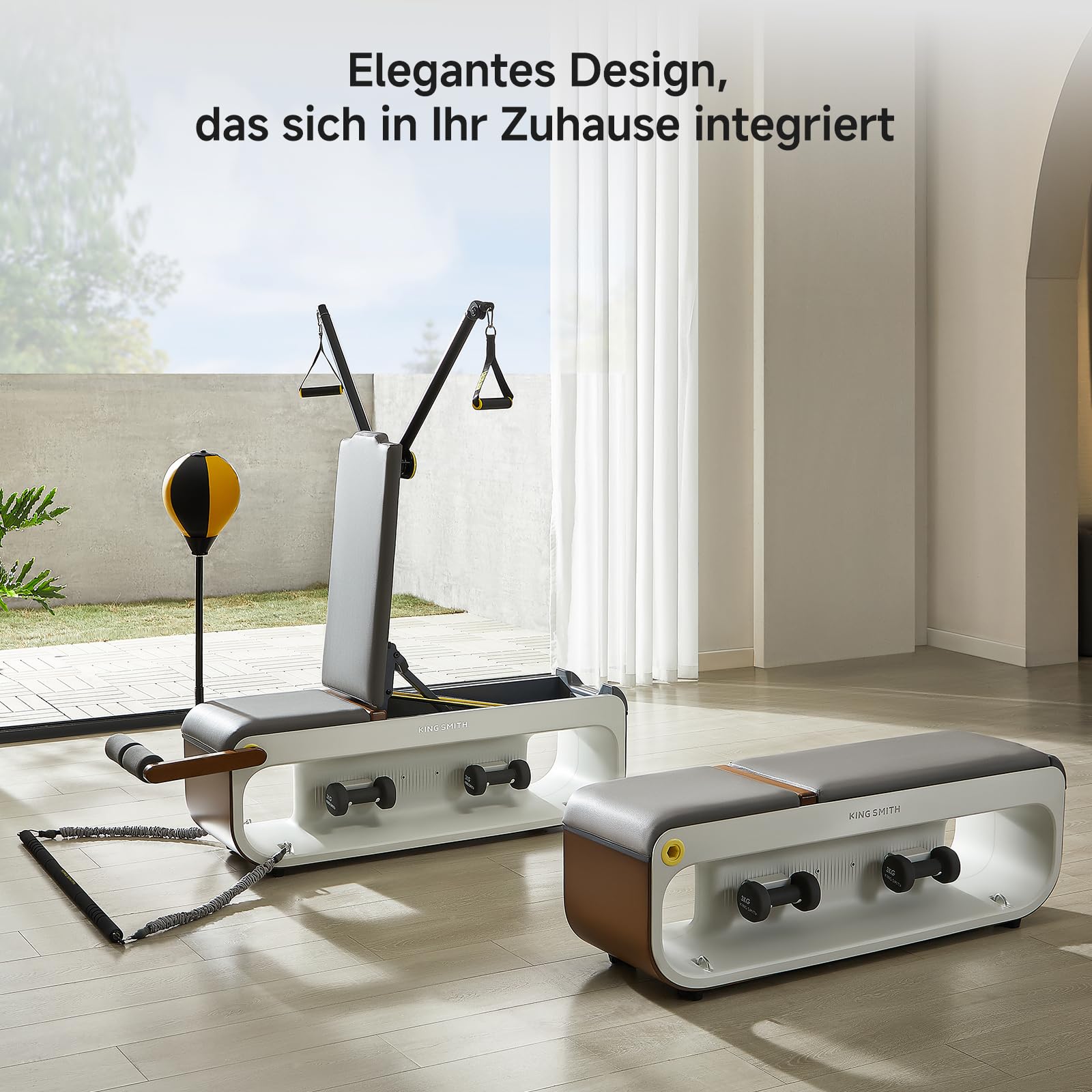 KINGSMITH Hantelbank Klappbar Verstellbar, Multifunktions Training Bank für Ganzkörper-workout mit Hanteln, Hantelbänke für die ganze Familie