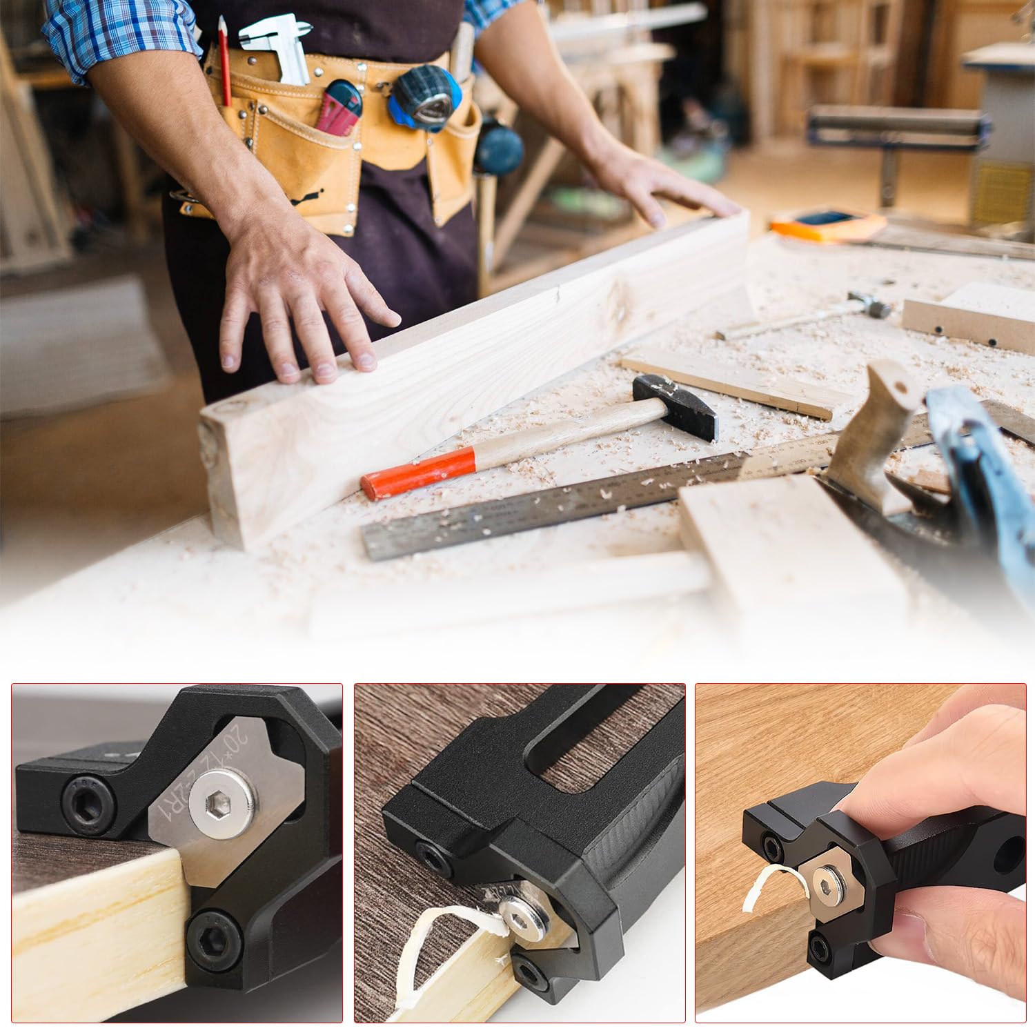 Pialla Per Bordi Legno Con 3 Lame - Pialla Manuale Per Rifinire Mobili, Legno E PVC, Con Chiavi Esagonali - Foto 3