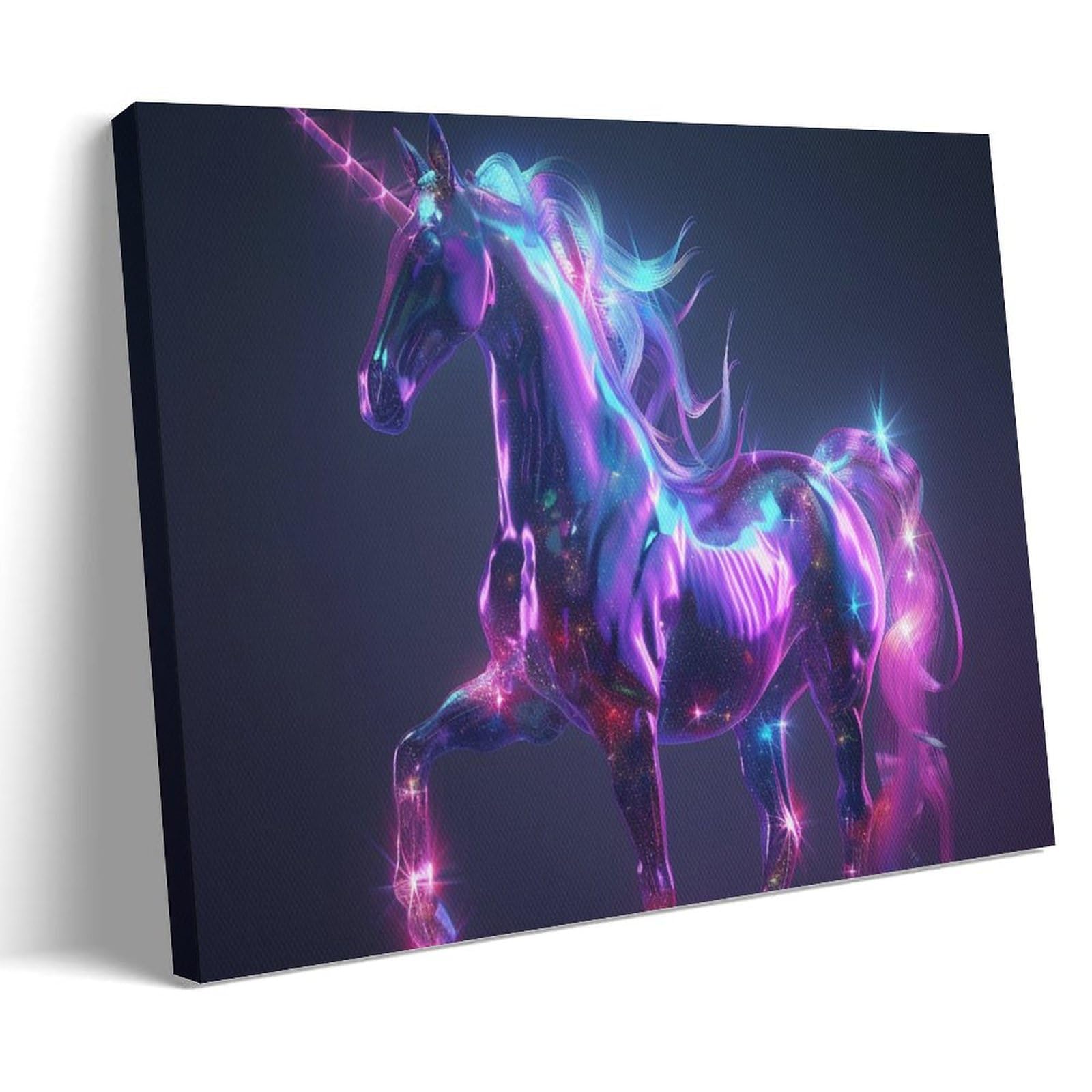 FYFMUSHE Abstract Unicorn Canvas Wall Art Paintings Mysterious Fantasy Animal Pictures on Canvas Prints Framed Ready to Hang Artwork for Bedroom Home Decor 08x12inch(20x30cm)