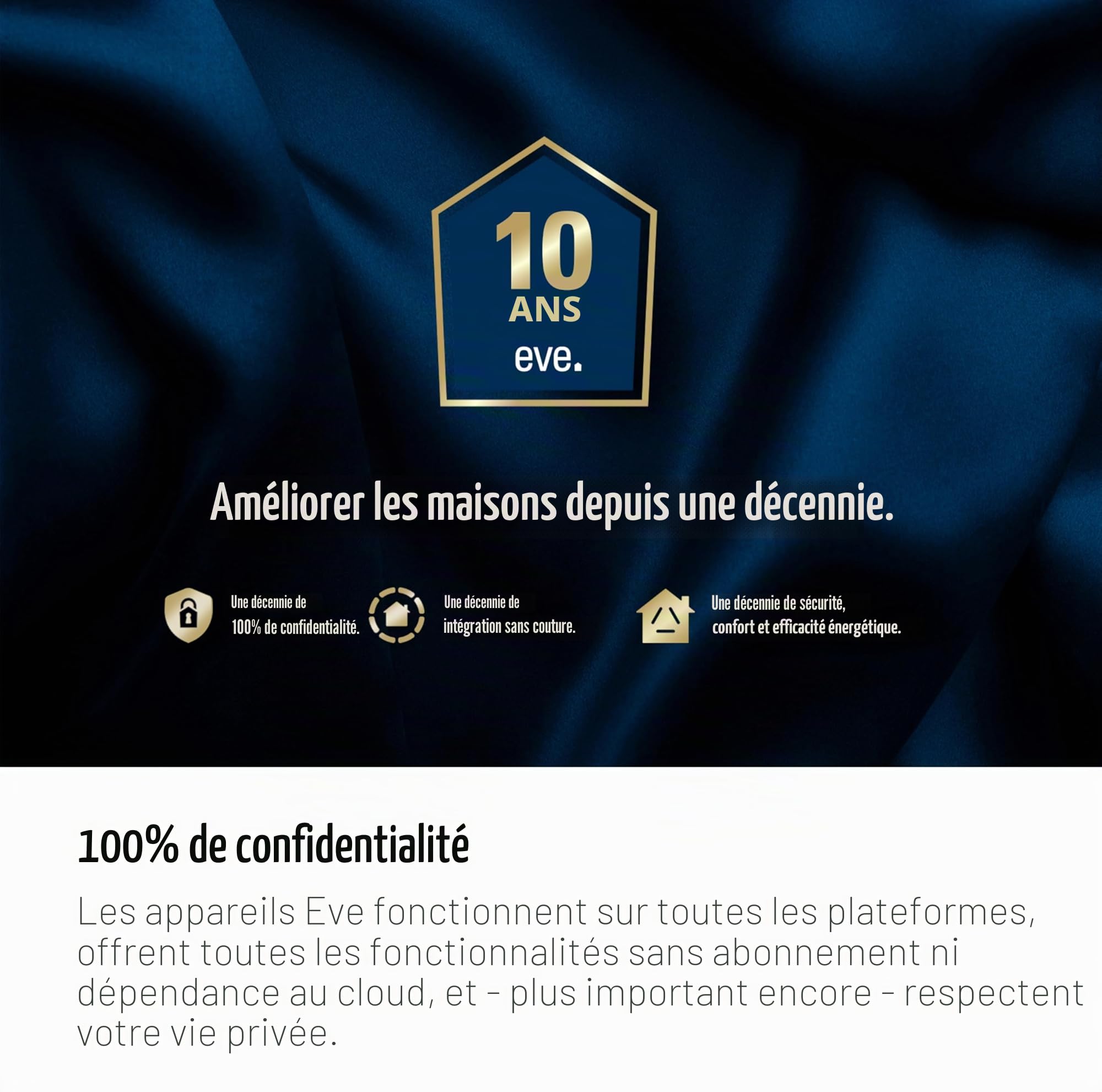 Eve Pièce : capteur de qualité de l'air pour surveiller la qualité de l'air (COV), la température et l'humidité, technologie Apple HomeKit, Bluetooth, filetage
