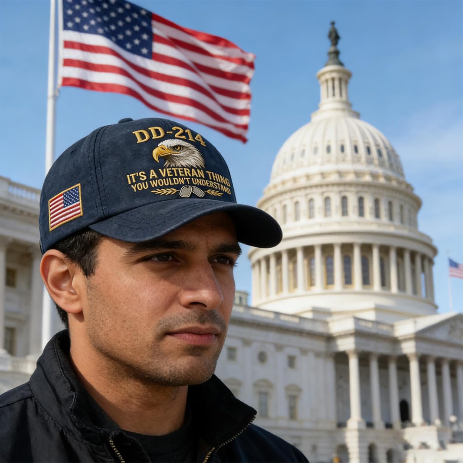 DD-214 Army Veteran Hat - Vintage Adjustable Embroidered Badge Cap - Veteran Day Gifts Patriotic Baseball Hat - Image 5