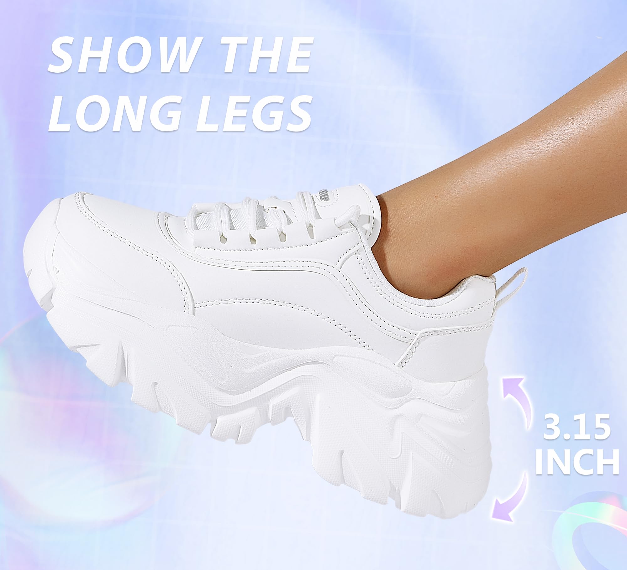 LUCKY STEP Sneakers robuste da Donna, Scarpe Casual con Plateau alla Moda, comode Sneakers con Zeppa