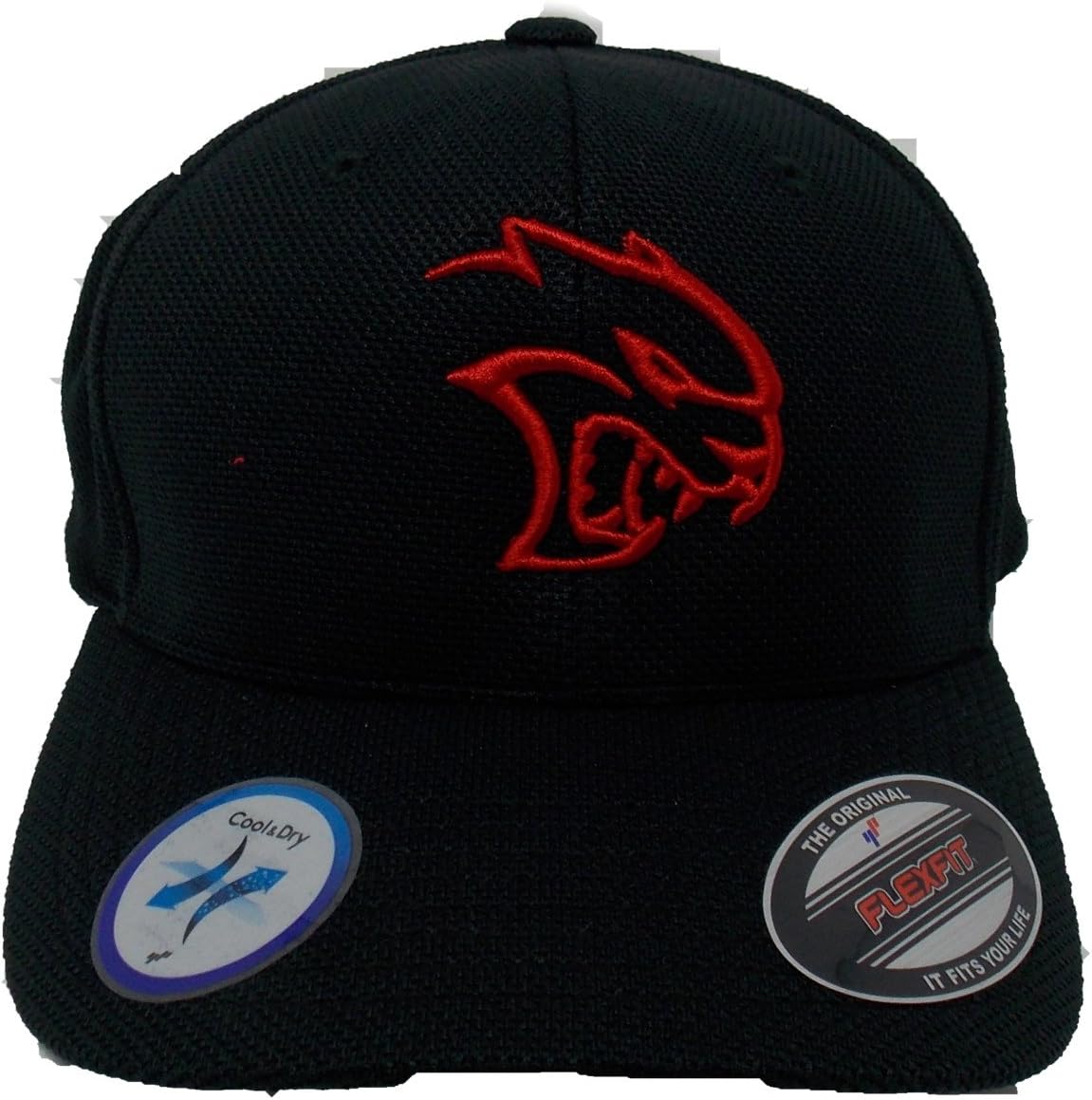 Hellcat Flexfit Cap, Black, One Size Fits Most