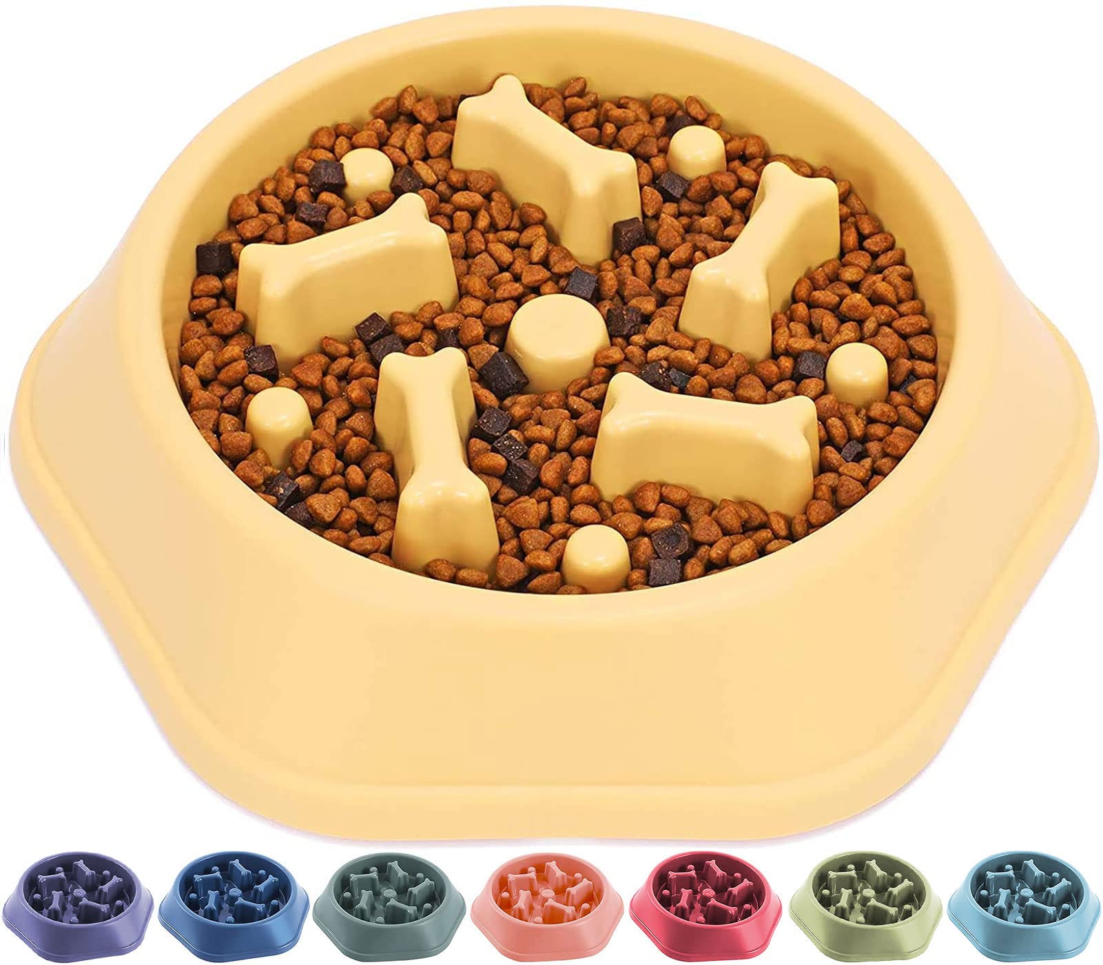 Kongon Slow Dog Bowl for Medium Dogs, Fun Bowl Slow Feeder, Anti-Gulping Dog Slow Feeder Stop Bloat, Slow Eating Small Pet Bowl