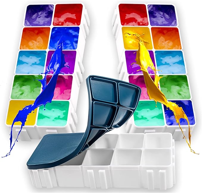30 Compartments Plastic Paint Palette with Lid, Airtight Leakproof Watercolor