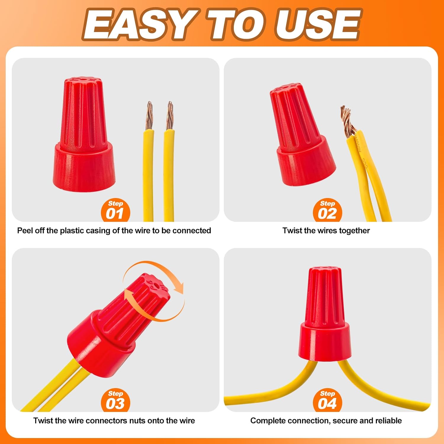 AccEncyc 2000 Pcs Wire Nuts Assortment Kit 5 Sizes Electrical Wire Connectors Nuts, Wire Caps for Quick Connect, Insulating Insert Twist Electric Connectors for Wiring (AWG 22-10)