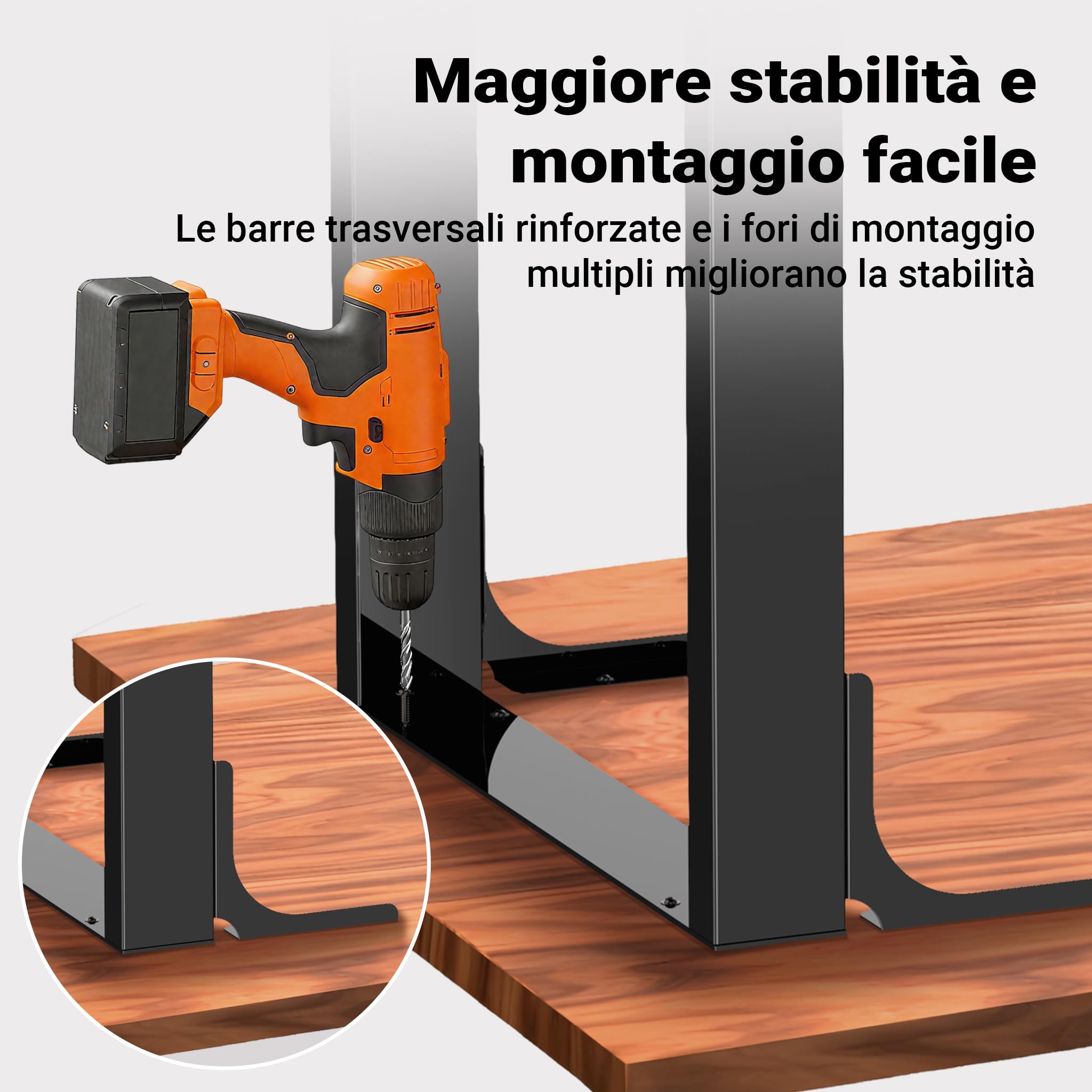 Wiltec Telaio base per tavolo 60x72 cm verniciato a polvere Gambe quadrate tavolino