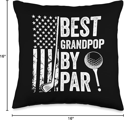 Miniatura 4 de Best Dad By Par Golfing Apparel by AlphaONE Best Grandpop by Par - Cojín para papá de golf con bandera de Estados Unidos, 16 x 16 pulgadas,