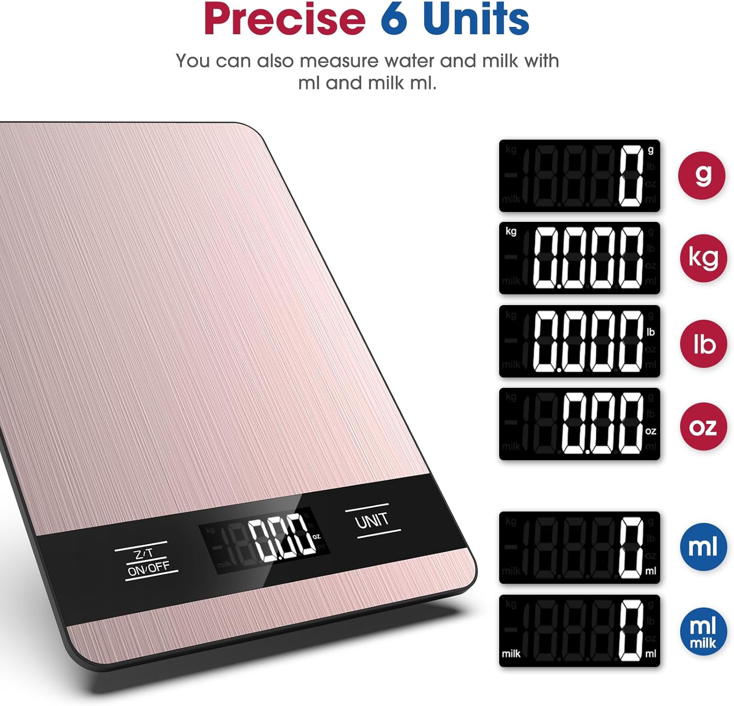 Food Scale, 11lb Digital Kitchen Scale with LCD Display 6 Units