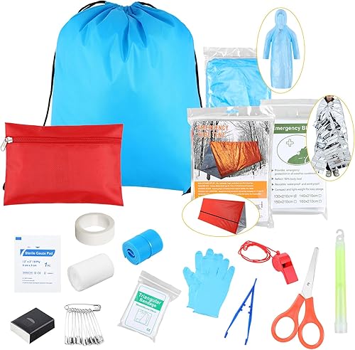 Twistover Person Emergency Survival Kit, 72H Complete Earthquake Bag for Family, Hurricanes First Aid Gear Tools Trauma Kit for Wildfires Floods