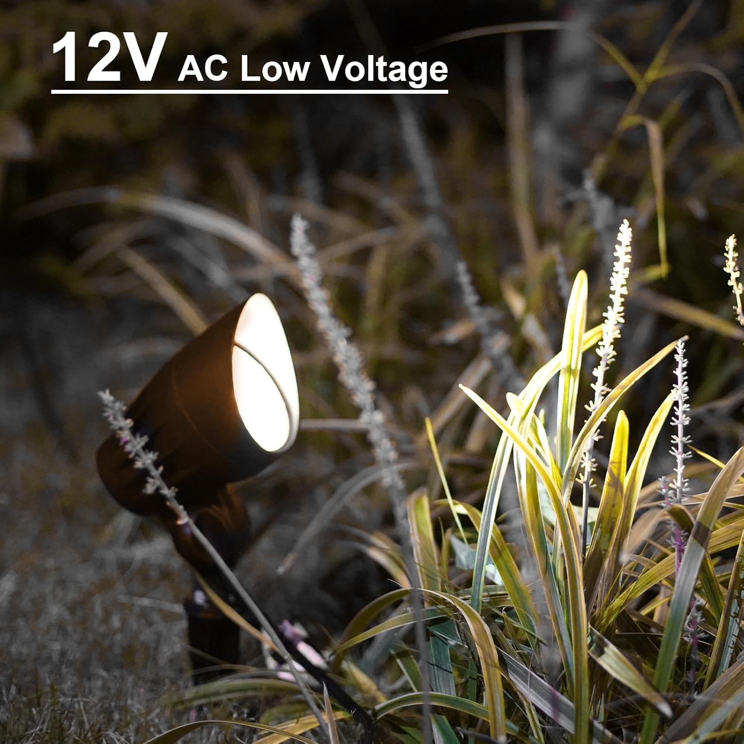 GOODSMANN Low Voltage Landscape Flood Lights 5W LED 8PK Outdoor Spotlight 2700K Warm White Replaceable LED Bulbs Outside Hardwired Lighting with Metal Stake Cable Connector Replaceable