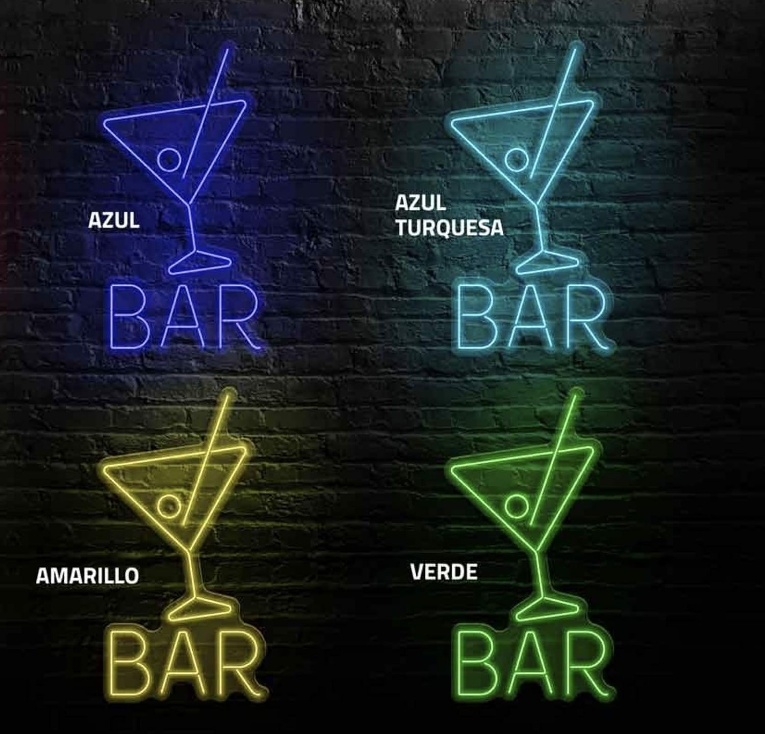 Letrero Cóctel Bar Cartel Luminoso LED, Metacrilato, 50x92cm | Escaparate, Decoración de Pared, Luz Brillante, Alimentación 12v