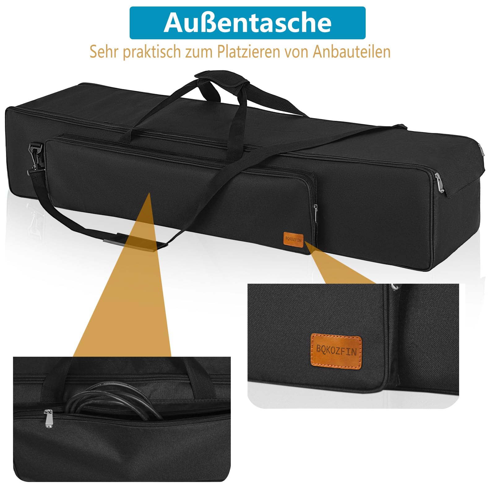 OUUTMEE Borsa multifunzione per treppiedi robusta con manico per luci, altoparlanti, fotocamere, forche, supporto microfono, nero, Nero B, L-127x21x21cm, Borsa per treppiedi
