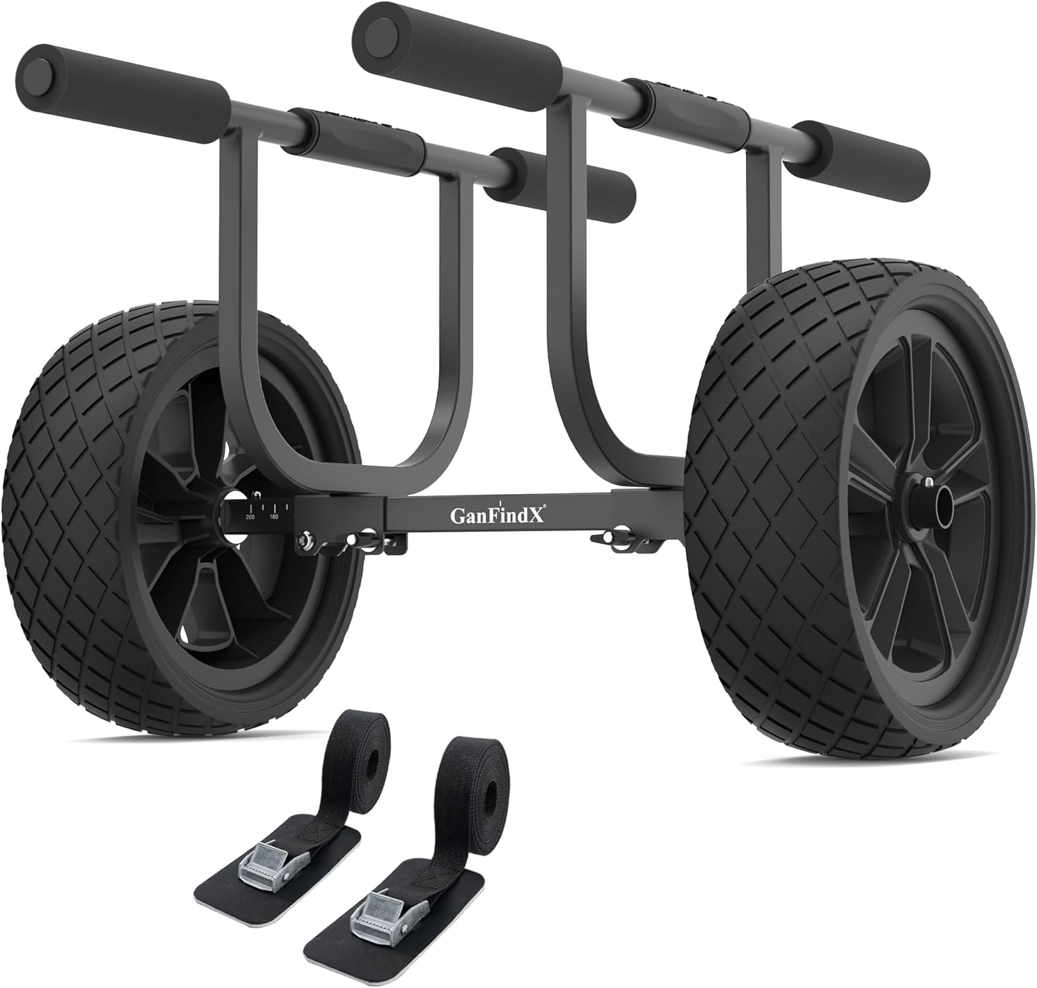 GanFindX Heavy-Duty Aluminum Kayak Cart W / 2 Webbing Straps & 8″ Solid Airless Wheels, 450LBS Weight Capacity, Easy Detachable Assembly & Adjustable Width Kayak Dolly, Suitable for Kayak and Canoe GanFindX Heavy-Duty Aluminum Kayak Cart W / 2 Webbing Straps & 8″ Solid Airless Wheels, 450LBS Weight Capacity, Easy Detachable Assembly & Adjustable Width Kayak Dolly, Suitable for Kayak and Canoe