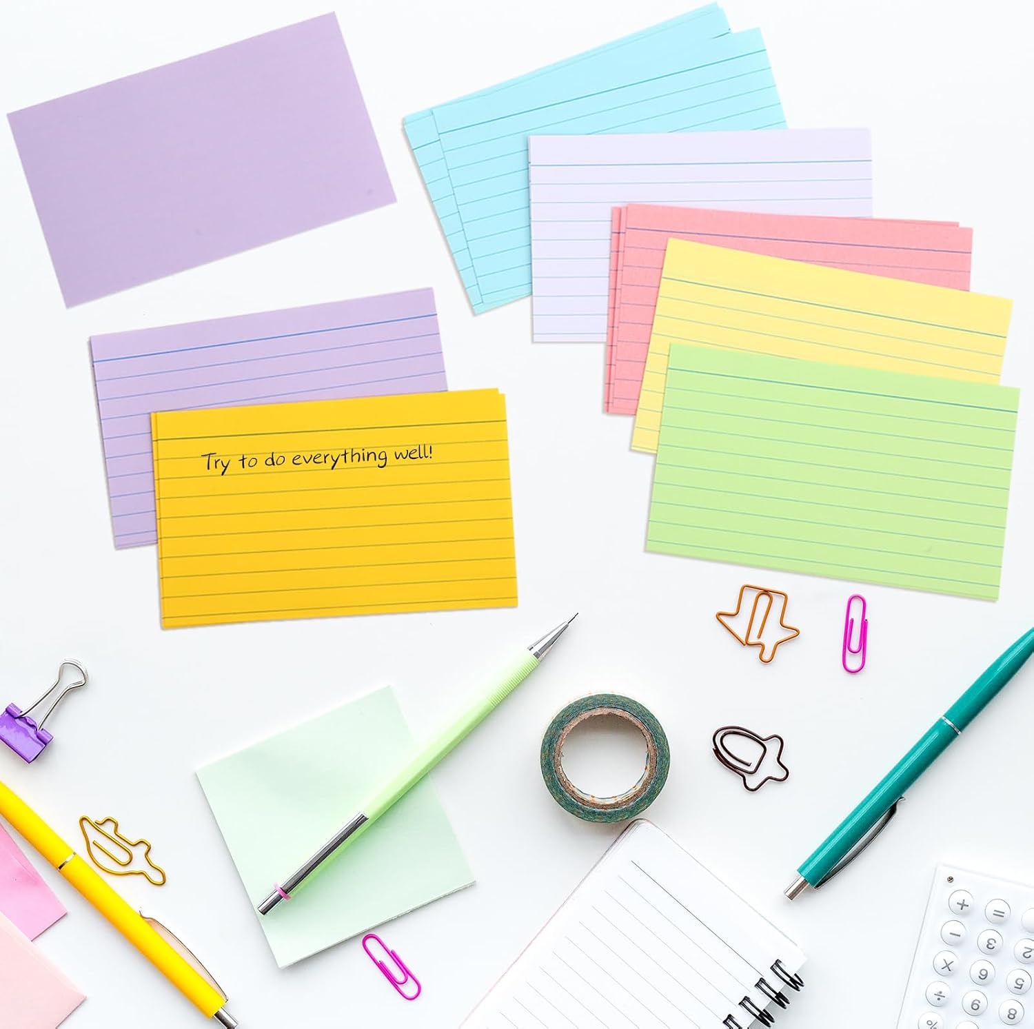 Fainne 2100 Pcs Colored Index Cards Bulk Neon Ruled Note Cards with Lines for Studying Rainbow Pad Index Notecards for Studying School Supply College Office(4 x 6 Inch,Light Color)
