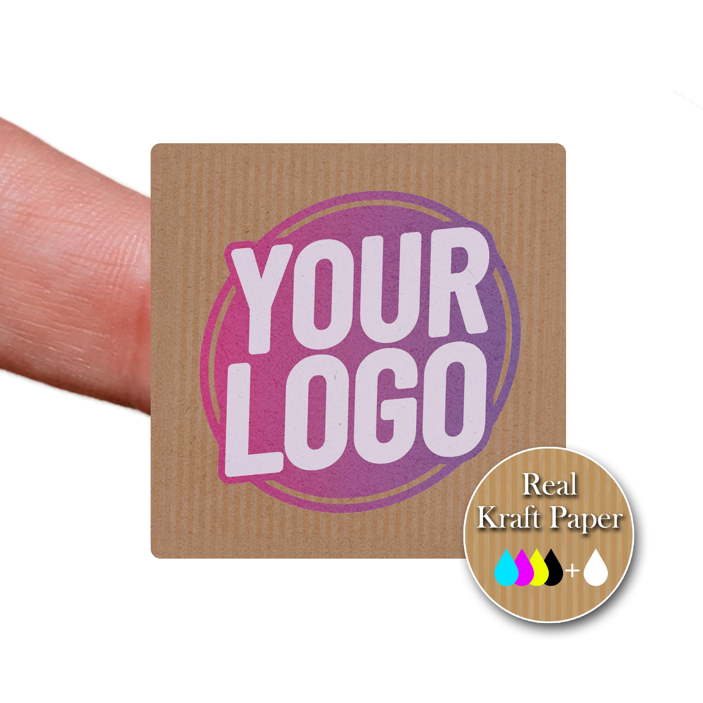 Personalised 30mm Kraft Square Stickers - Custom Business Logo Labels - Square Label Stickers for Company Branding - Packaging - Thank You Seals (Kraft (Brown), 432 Labels (9 Sheets))
