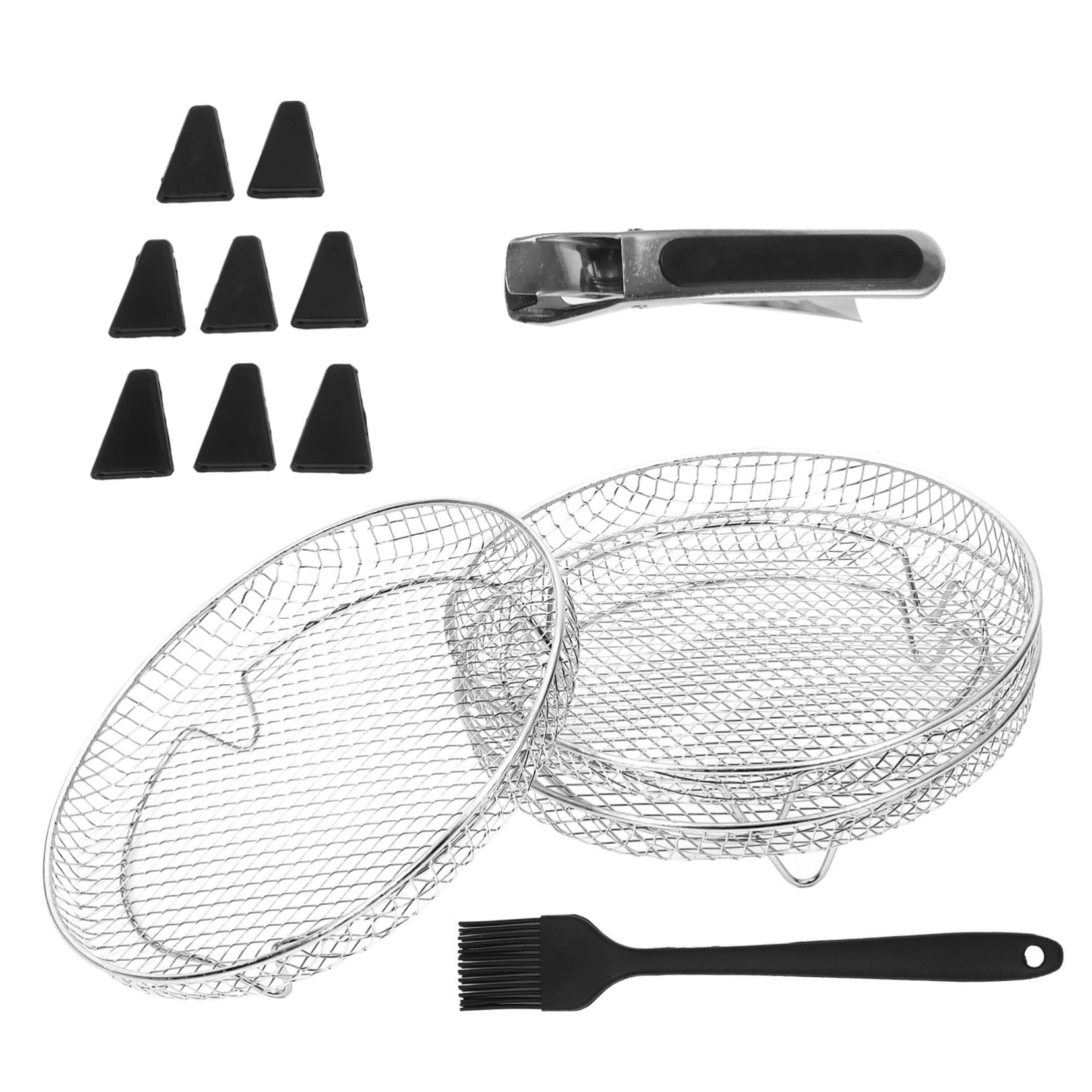 SHINEOFI 13piezas Accesorios para Freidoras de Aire Rejilla Deshidratadora Apilable de Unidades Redonda de Acero Inoxidable para Cocinar Freidora de Aire