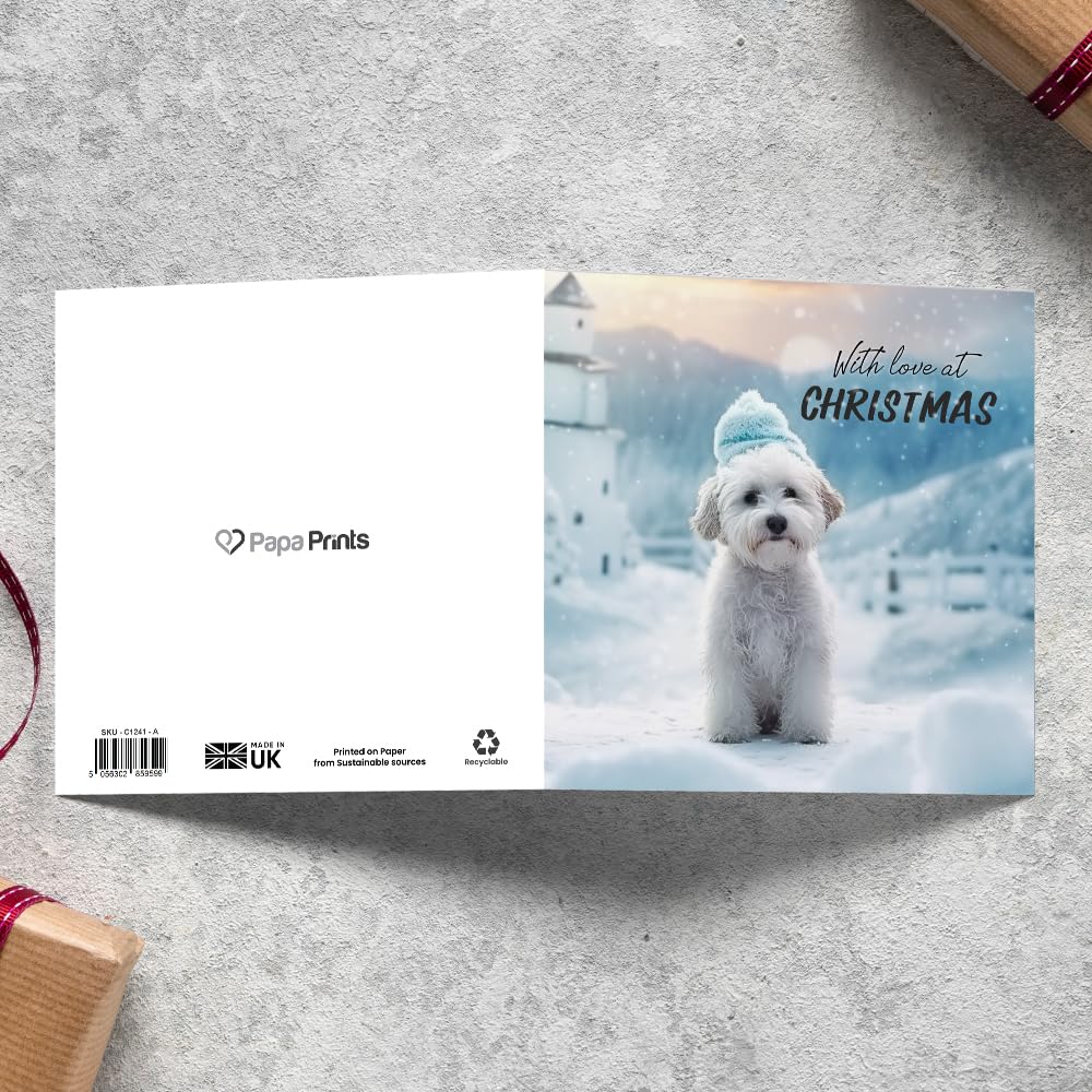 Papa Prints® Packs of Christmas Cards with Envelopes Xmas Cards Pack of 24 (145 x 150 mm) Westie Christmas Cards 2025 - Image 3