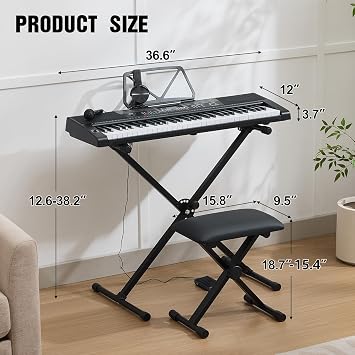 MUSTAR Piano Keyboard, 61 Key Keyboard Piano Electric Piano with Stand, Touch Sensitive Keyboards Piano 61 Key for Beginners, Headphones, Microphone, MP3/USB/LCD Screen, Holiday Birthday Gifts