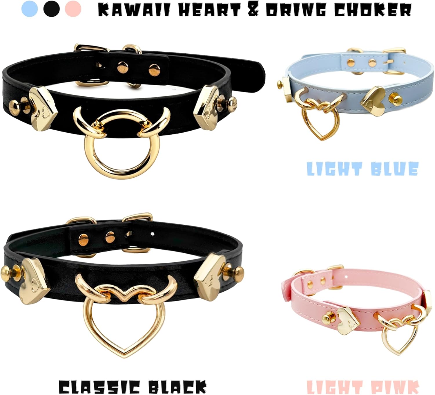 Handmade Leather O-Ring Choker Necklace for Women - Adjustable Punk Gothic Collar with Gold-Tone Accents - Image 7