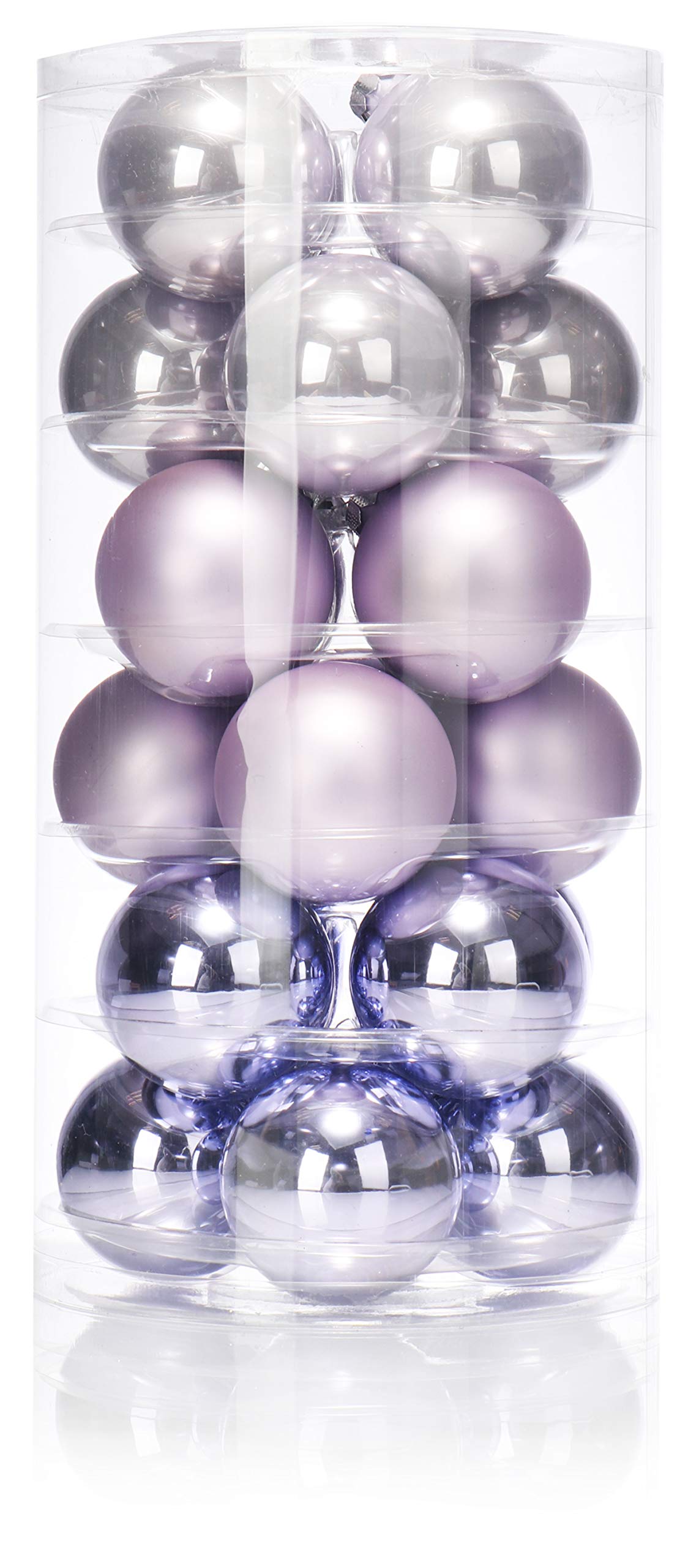 Inge-glas 24 Glass Christmas Tree Baubles 6 cm / Dreamy Lilac (Purple) - Christmas Baubles