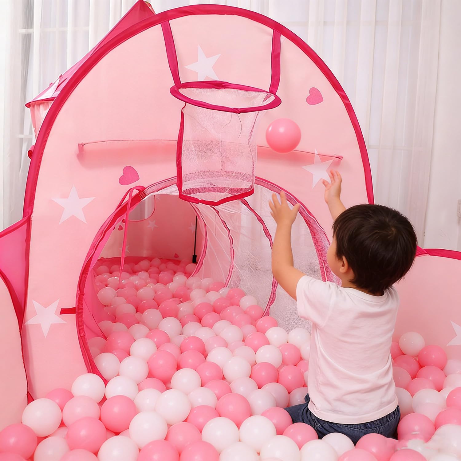pieghevole per bambini, tenda da gioco per bambini, tenda pop-up per interni ed esterni, casetta giocattolo per la conservazione dei giocattoli, con borsa per il trasporto (Kit Rosa)