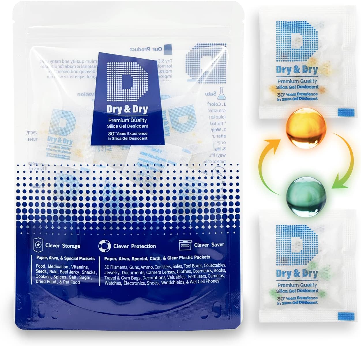 - Dry & Dry 3 Gram[100 Packets] Orange Indicating Silica Gel Packets Desiccant Dehumidifiers - Food Safe Silica Packs, Silica Gel, Moisture Absorbers, Silica Packets, Desiccant Packs