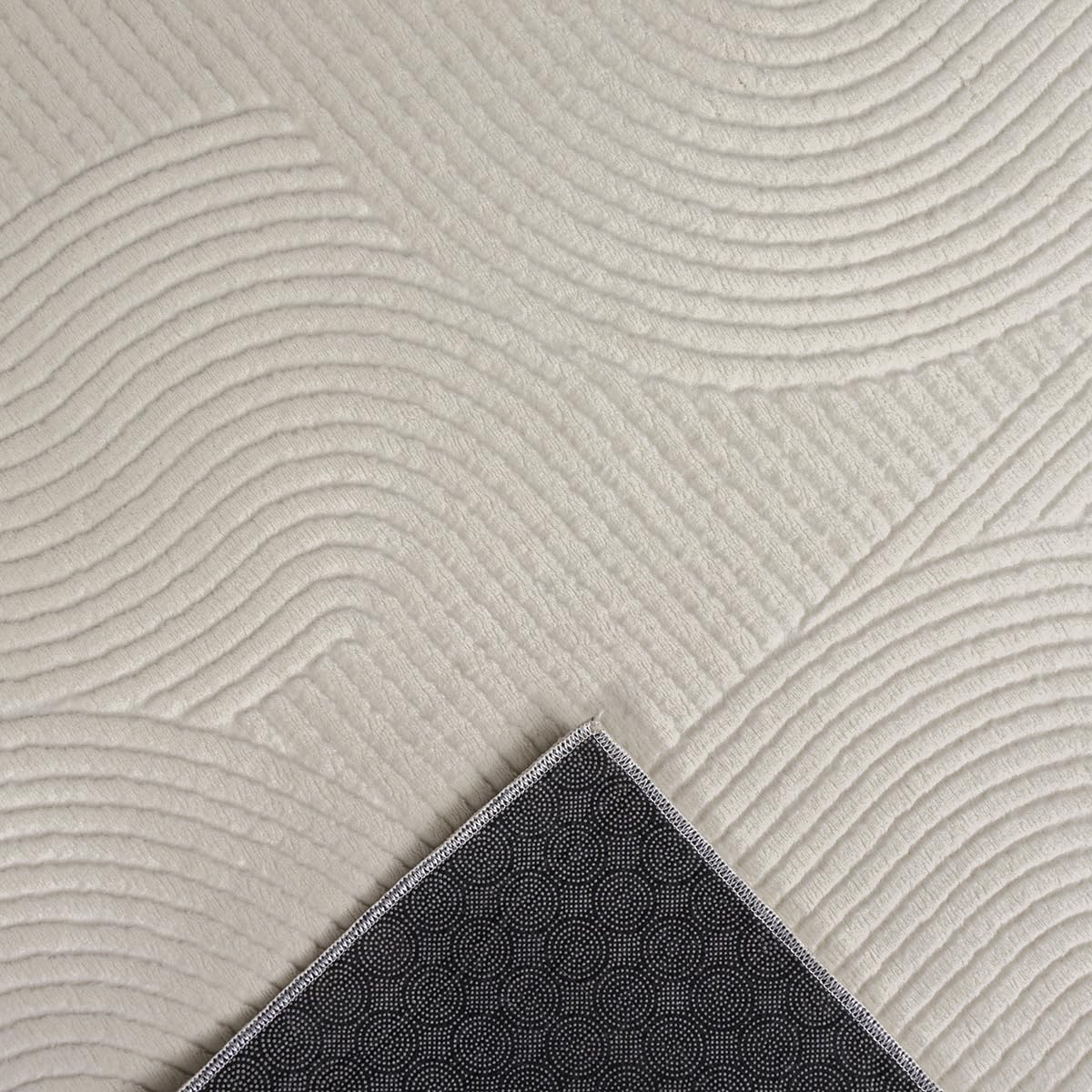 Mia’s Teppiche Rosy – Tapis 3D élégant avec Dos antidérapant, Doux, antiglisse et Facile d’Entretien, Crème, 120 x 160 cm