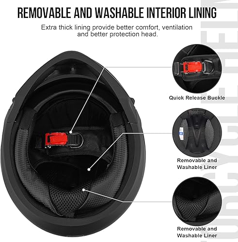 Miniatura 5 de Casco de cara completa para motocicleta unisex-adulto para bicicleta de tierra, ATV, scooter, crucero, casco de motocross de 34 de cara