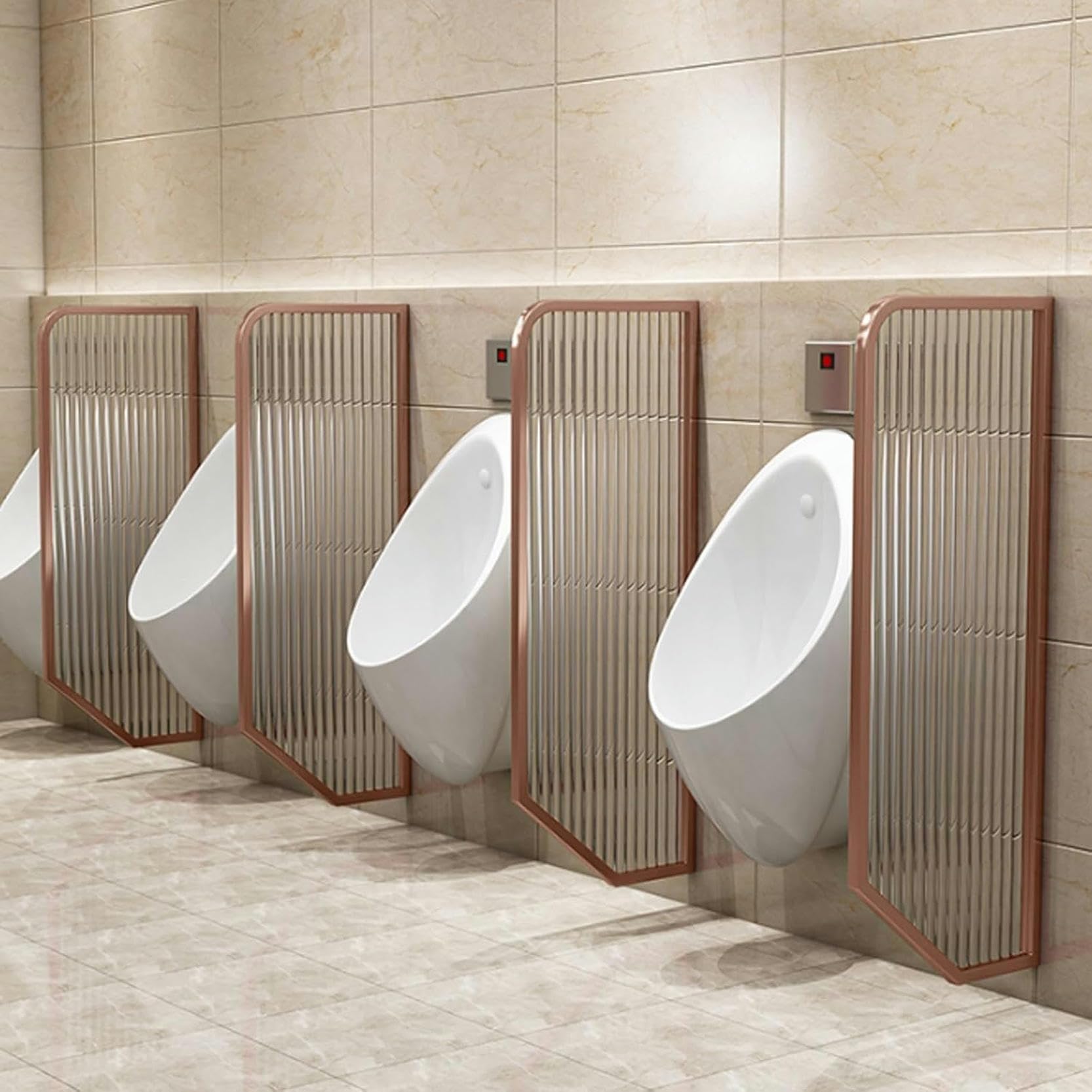 BKSXSOP Public Mens Urinal Privacy Partition, Wall-Mounted Tempered Glass Waterproof Divider Screen for Restroom