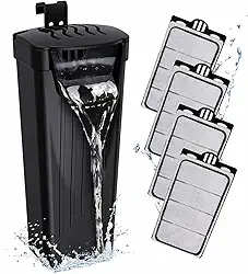 GOZILLA Filtro para tanque de tartaruga 74 GPH, tanque de tartaruga de baixo nível de água 3,5 W filtros de aquário para tanques pequenos de até 48 litros incluem 4 cartuchos de reposição. (Preto)