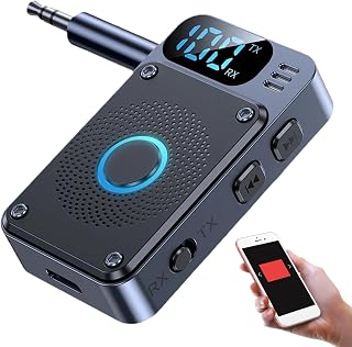 Transmitter & Receiver Wireless FM Transmitter | 3.5Mm Receiver Audio Converter With Digital Display For Smartphones, Earphones, Computers, Guitars & Tablets