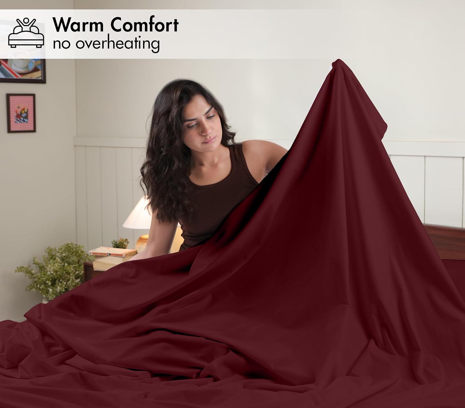 RUVANTI Flannel Sheets – Twin Sheet Set, Ultra Soft & Cozy Double Brushed, 15" Deep Pocket, 360° Elastic for Secure Fit, No Pilling, 3 Pieces (Flat, Fitted, 1 Pillowcase), Deep Burgundy