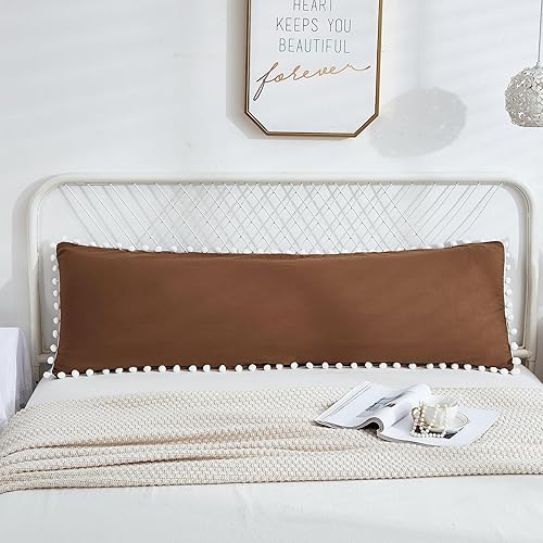 Miniatura 10 de Blue Body Pillow Cover Shabby Chic Long Pillow Case Cover Navy Blue Pom Poms Fringe Body Pillow case with Pocket Closure 20x54 inches(Body,Navy Blue)