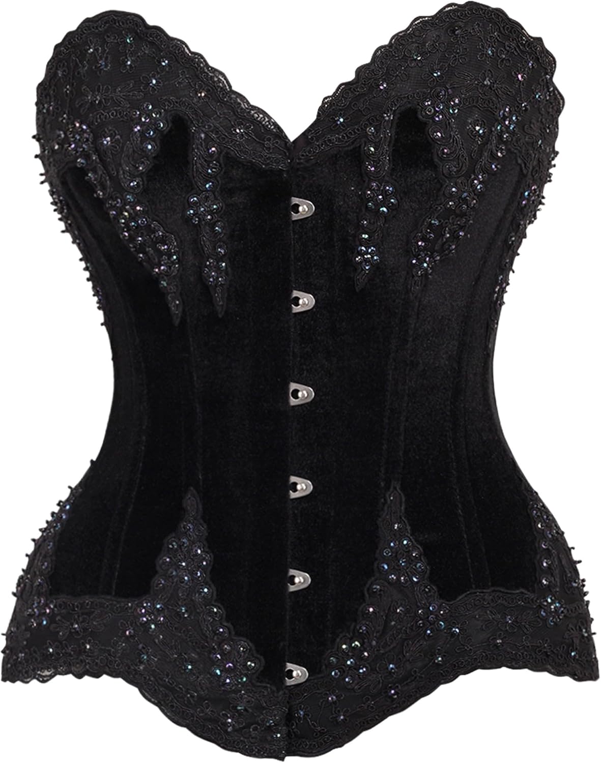 Daisy corsets womens Daisy Corsets Top Drawer Black Velvet & Beaded Steel Boned Overbust Corset