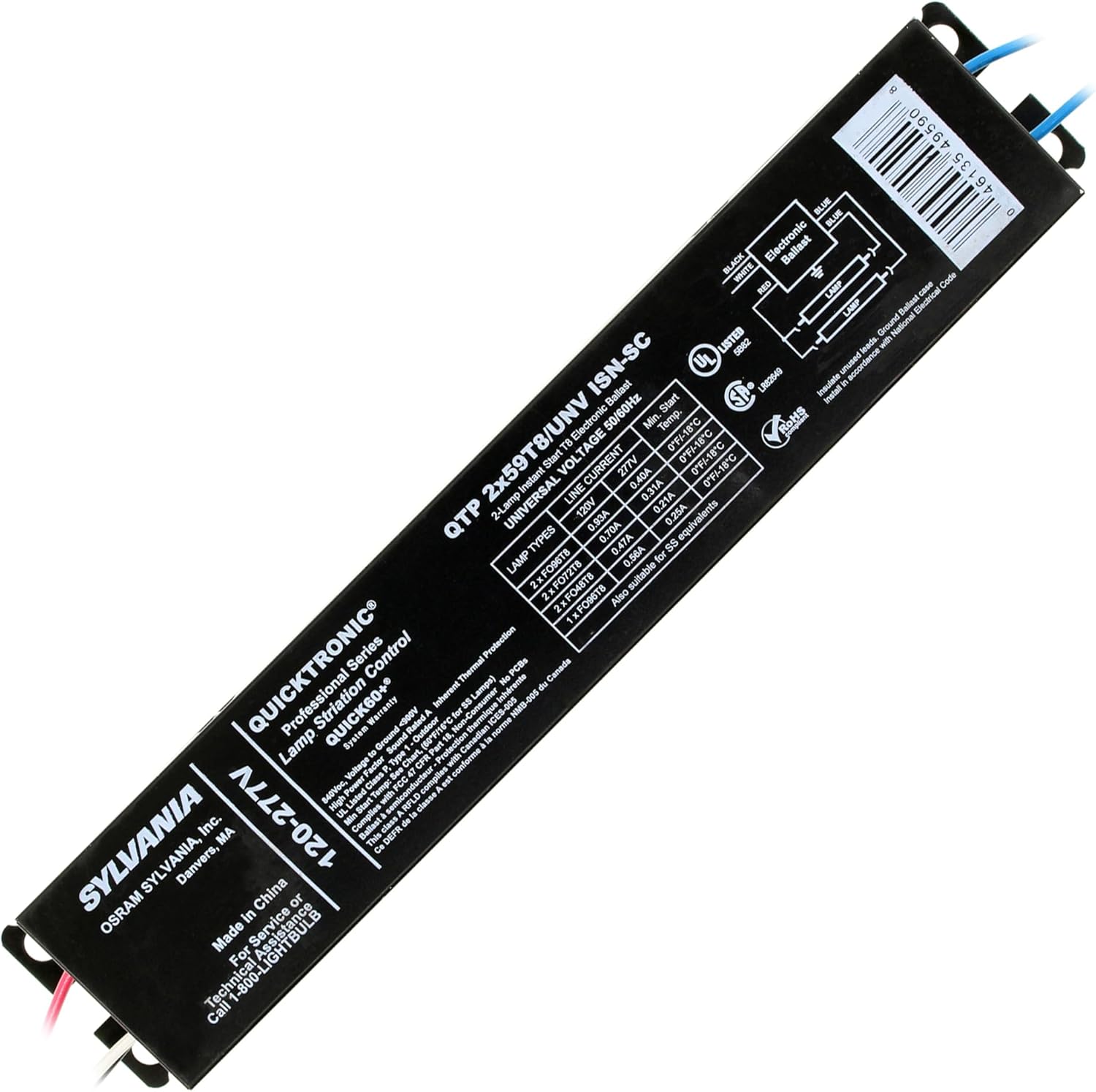 SYLVANIA 49590 QTP2x59T8/UNV ISNSCB T8 Fluorescent Ballast