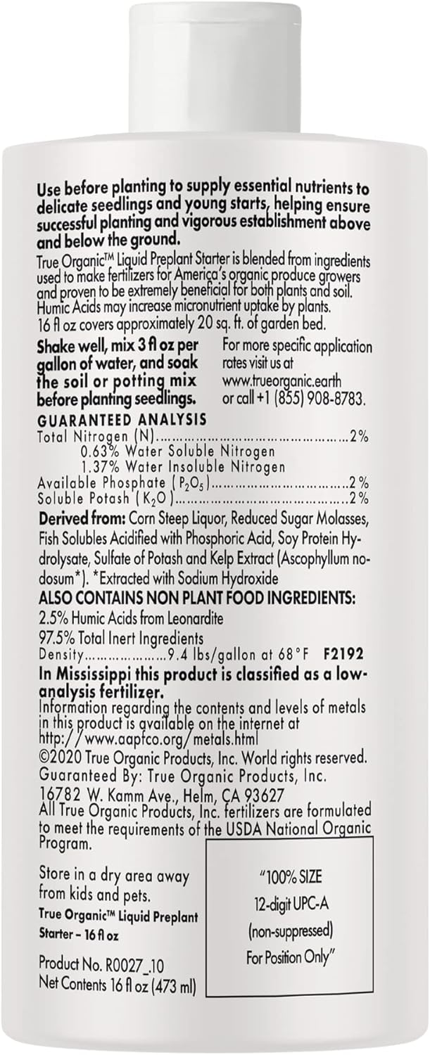 True Organic - 16 oz Liquid Concentrate - Preplant Starter Plan Food - OMRI/Organic/Natural Gardening - Image 3