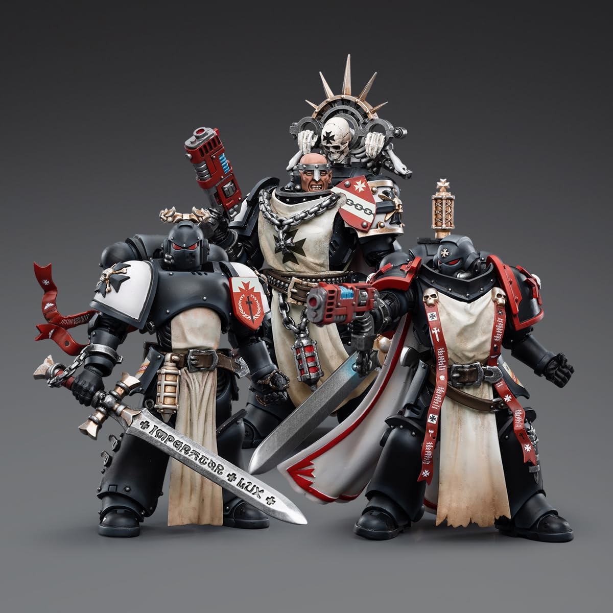 JOYTOY Warhammer 40,000 1/18 Action Figure Black Templars Primaris Sword Brethren Set of 3 Figures Ver.2 4.8inch Collectible Action Figures Kits