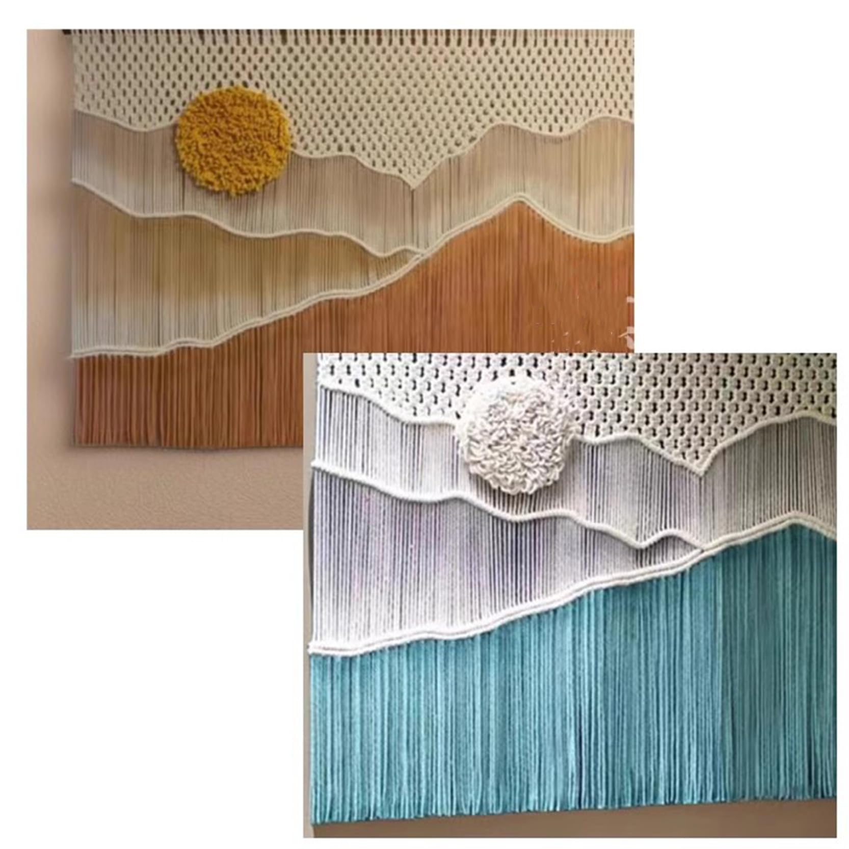Tapiz de Pared de macramé, decoración Bohemia, Tejido a Mano, teñido por inmersión, Tapiz de Paisaje, Arte Colgante de Pared, Cuerda de algodón,decoración de Pared,Orange-120x90cm