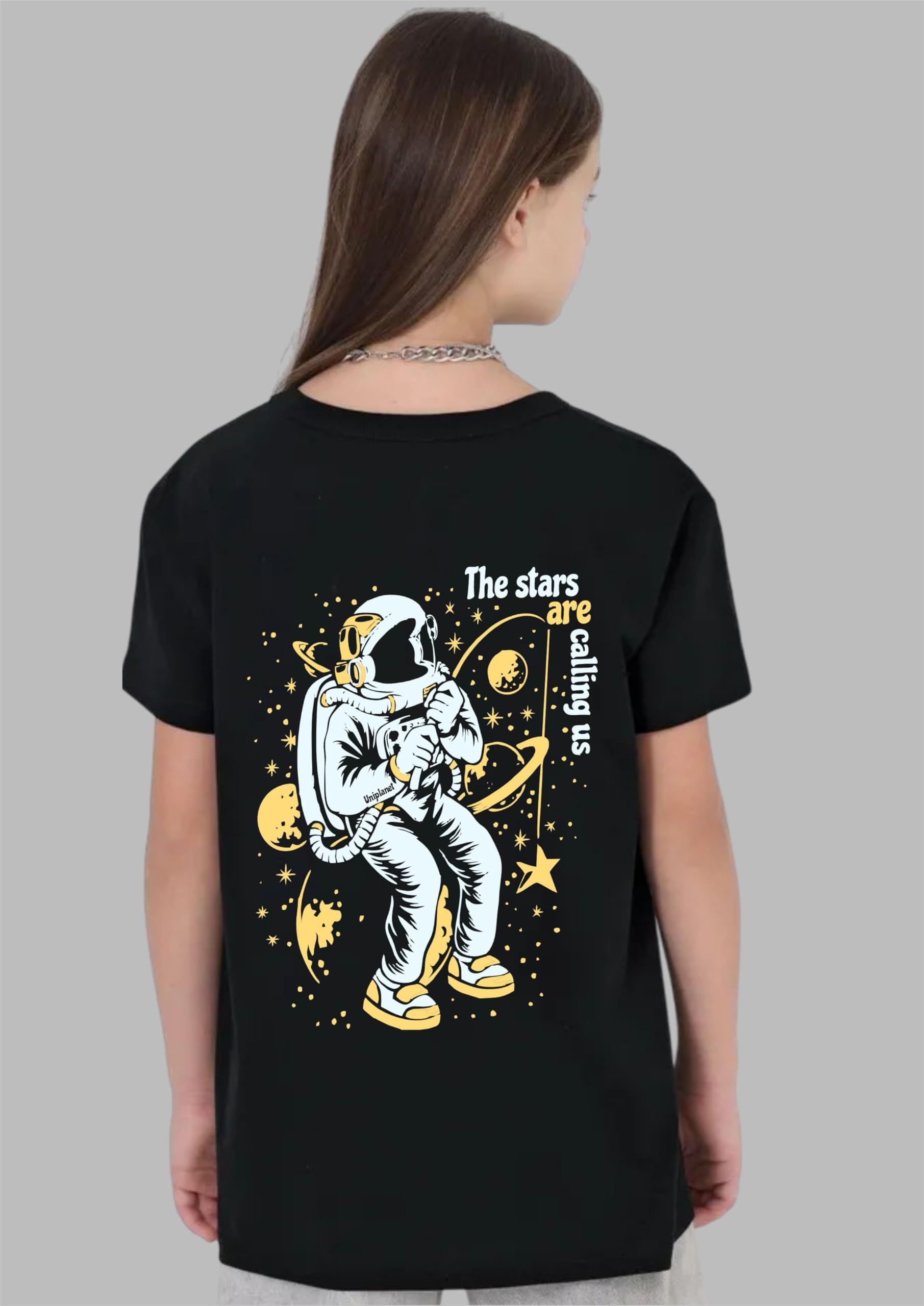 Uniplanet Store Camiseta de algodón de media manga, ajuste regular, color negro, para niñas, estampado de Spiderman
