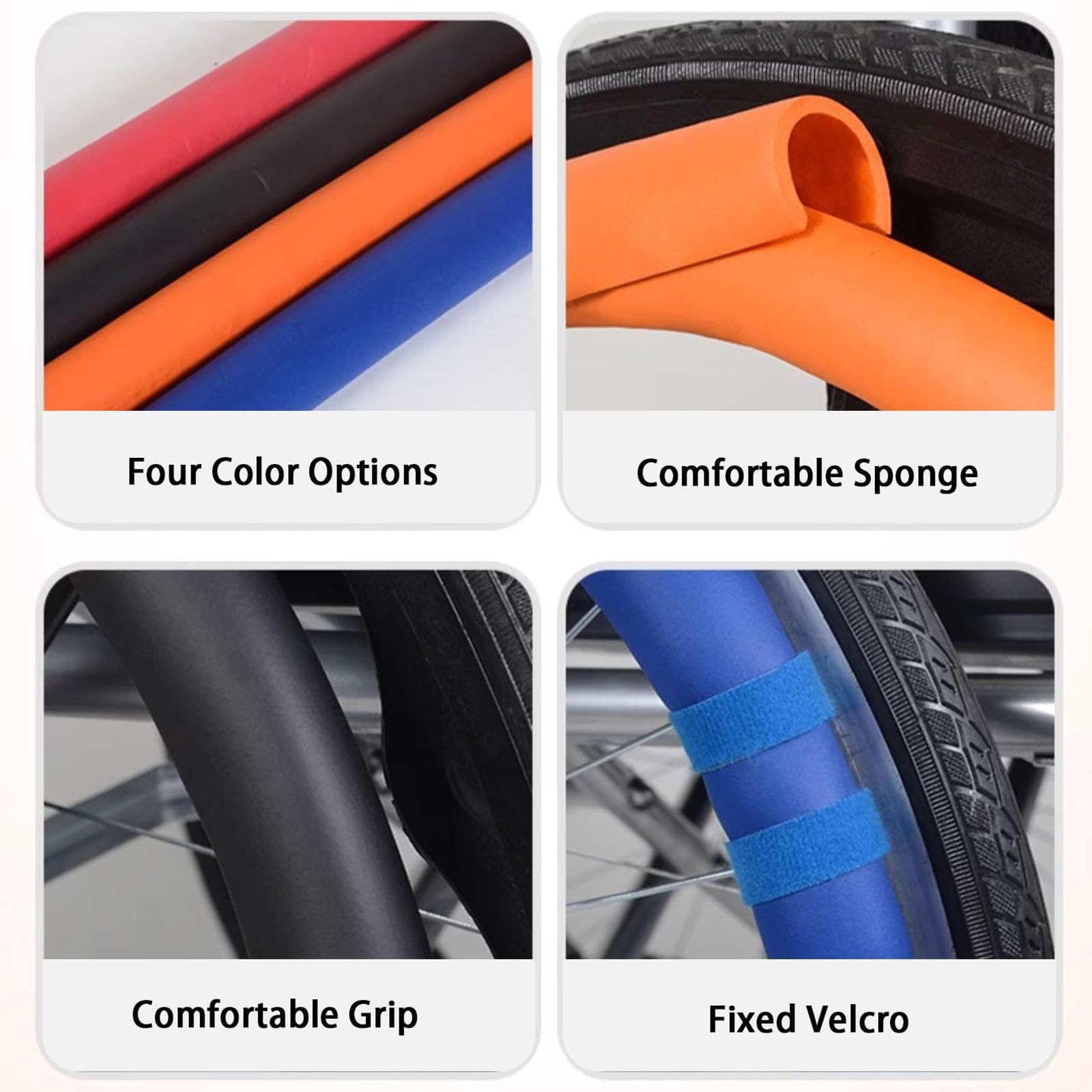 General - Fundas protectoras para llantas de silla de ruedas (20-24 pulgadas), fundas de llanta de silla de ruedas, corte libre (1,7 m), hebilla adhesiva fija (antideslizante y firme), fácil
