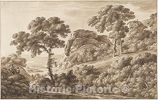 Art Print : Franz Innocenz Josef Kobell, The Isar with Boulders on The Isarhohe, 1809, Historic Wall Décor : 24in x 16in